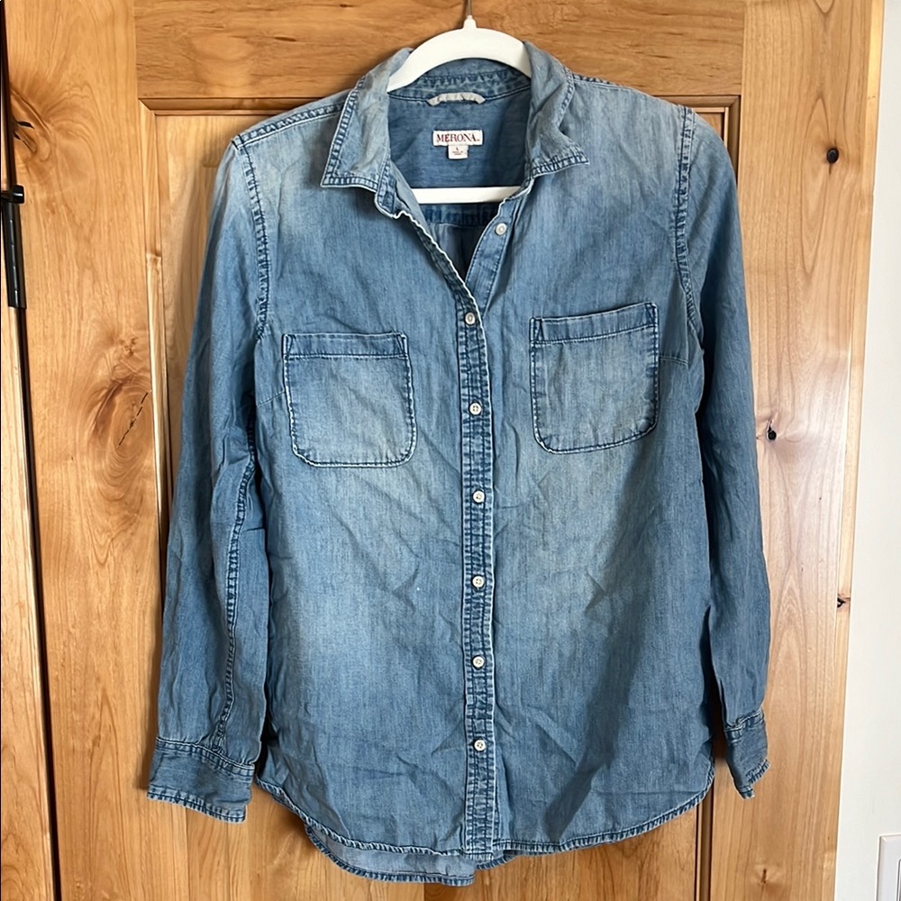 Chambray Denim Button-Up Shirt